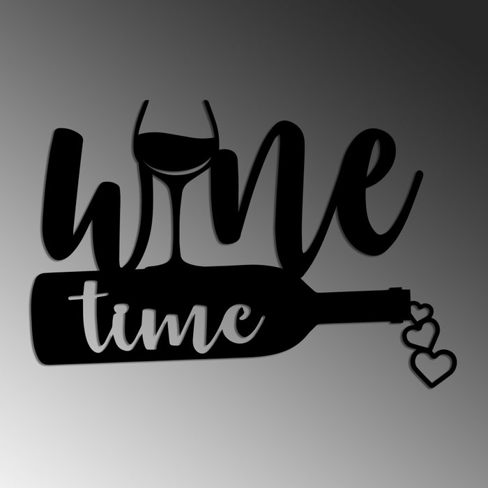Wallity Wine Time - Escultura de Pared Metálica Negra